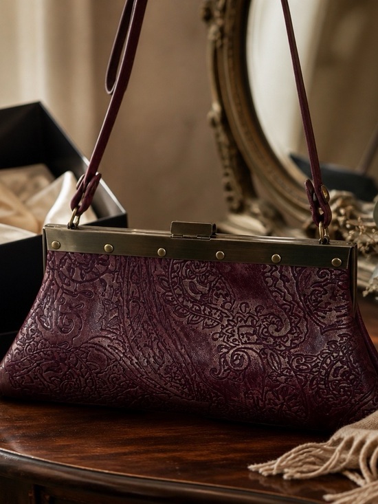 Patricia Nash Handbags - Women's Embossed Paisley Top-Handle Bag in Deep Burgundy. Patricia Nash